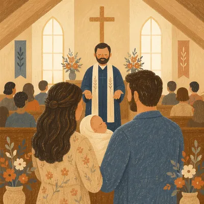 Baby Dedication Blessing in Church Sanctuary