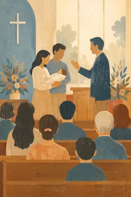 Baby Dedication Blessing in Contemporary Church