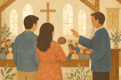 Baby Dedication Blessing in Church Sanctuary