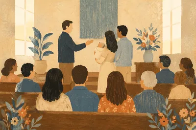 Pastor Blessing Baby Dedication in Church