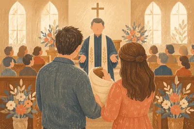 Baby Dedication Blessing in Church Sanctuary