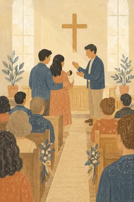 Baby Dedication Blessing in Contemporary Church