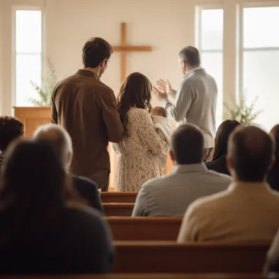 Baby Dedication Blessing in Contemporary Church