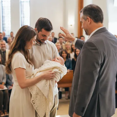Baby Dedication Blessing in Bright Sanctuary