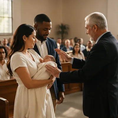 Baby Dedication Blessing in Church Sanctuary
