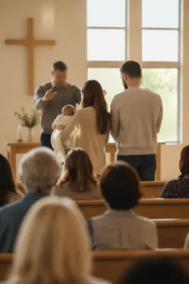Baby Dedication Blessing in Contemporary Church