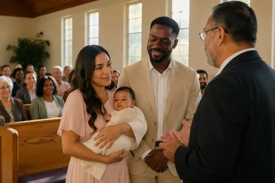 Baby Dedication Ceremony in Bright Sanctuary