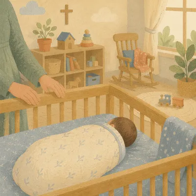 Peaceful Church Nursery Baby in Crib