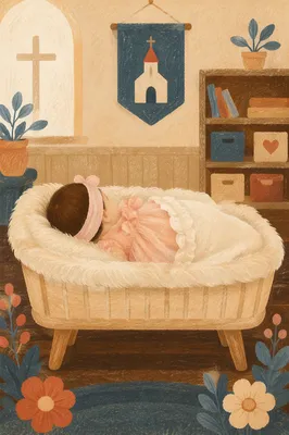 Peaceful Infant Resting in Church Nursery