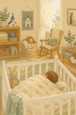 Peaceful Church Nursery Baby in Crib