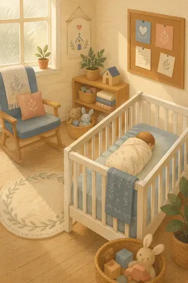 Peaceful Church Nursery Baby in White Crib