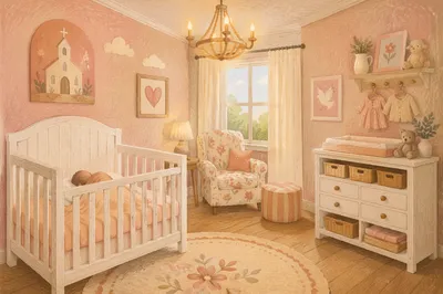 Cozy Church Nursery with Sleeping Baby