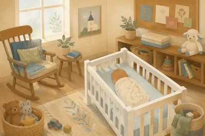 Peaceful Baby in Church Nursery Crib