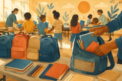 Church Backpack Giveaway for School Kids