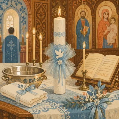 Baptism Candle with White Dove Symbol