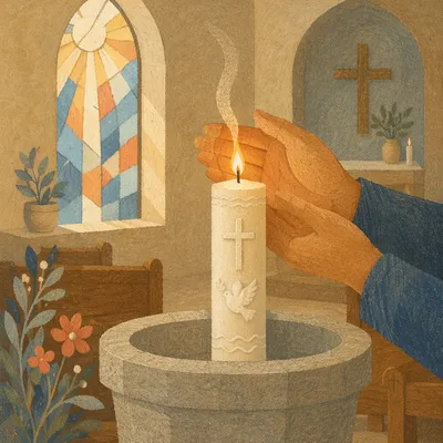 Baptism Candle with White Dove Symbol
