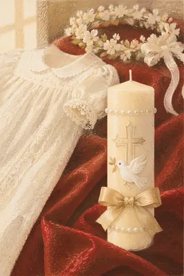 Baptism Candle with White Dove Symbol