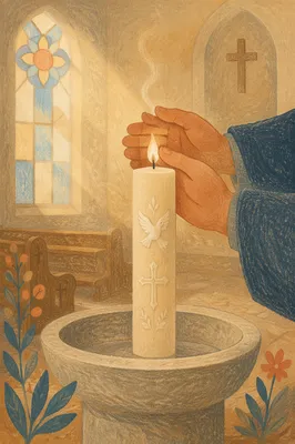 Baptism Candle with White Dove Symbol