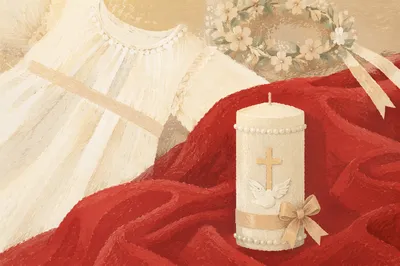 Baptism Candle with White Dove Symbol