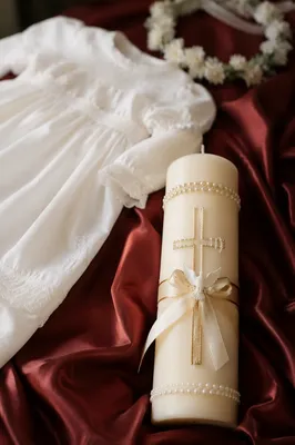 Baptism Candle with White Dove Symbol
