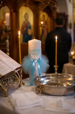 White Baptism Candle with Dove Symbol