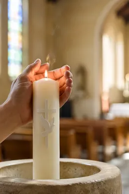 Baptism Candle with White Dove Symbol
