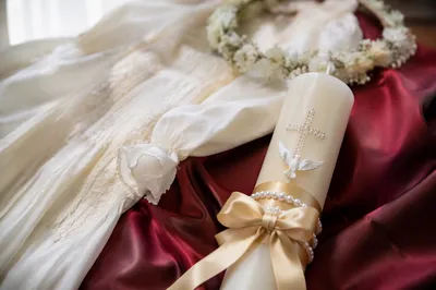 Baptism Candle with White Dove Symbol