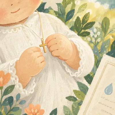 Infant Baptism Cross and Certificate Detail