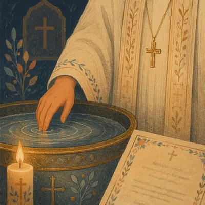 Baptism Certificate with Cross and Water