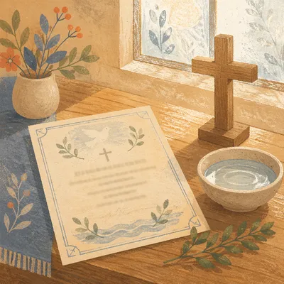 Baptism Certificate with Cross and Water