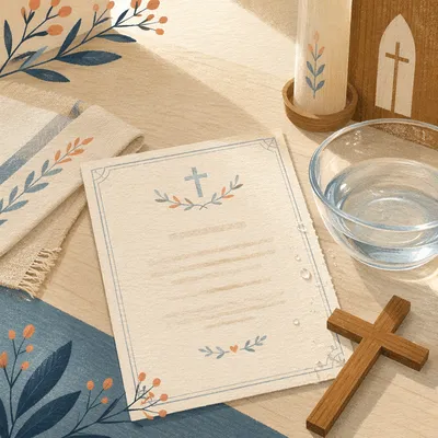 Baptism Certificate with Cross and Water