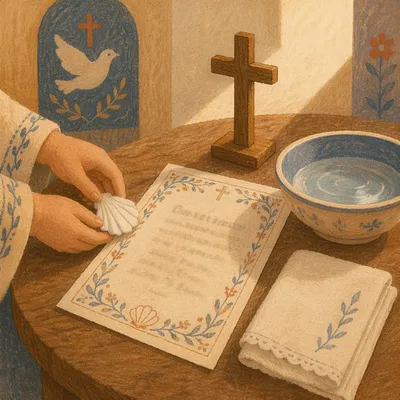 Baptism Certificate with Cross and Water