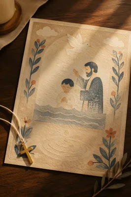 Baptism Certificate with Gold Cross Pendant