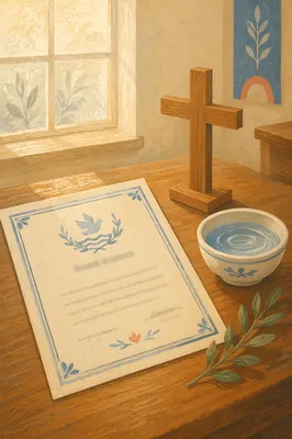 Baptism Certificate with Cross and Water