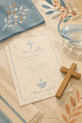 Baptism Certificate with Cross and Water