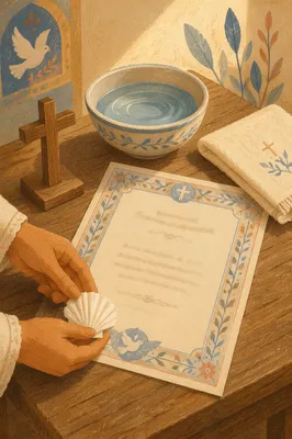 Baptism Certificate with Cross and Water