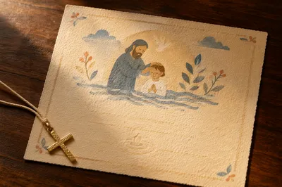 Baptism Certificate with Gold Cross Pendant