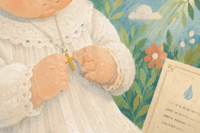 Infant Baptism Hands with Cross Pendant