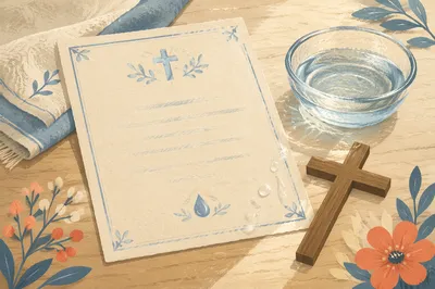 Baptism Certificate with Cross and Water