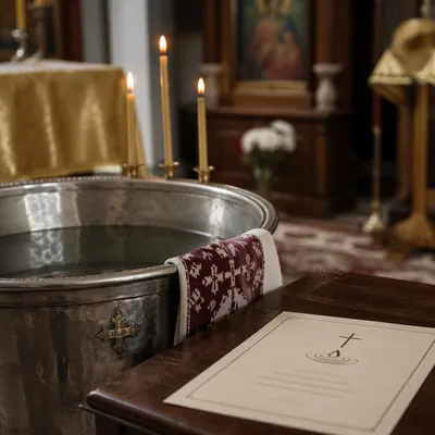 Baptism Certificate Beside Chapel Font