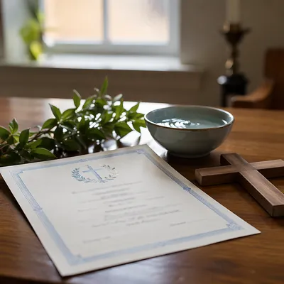 Baptism Certificate with Cross and Water