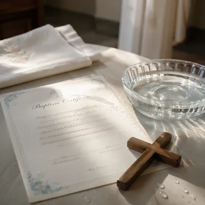 Baptism Certificate with Cross and Water