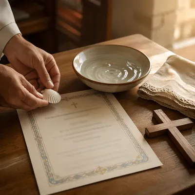 Baptism Certificate with Cross and Water