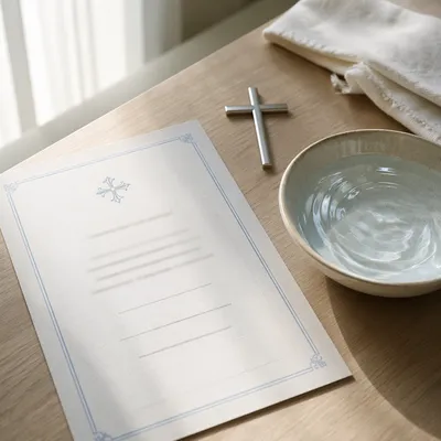 Baptism Certificate with Cross and Water