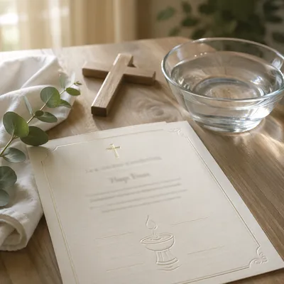 Baptism Certificate with Cross and Water