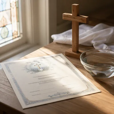 Baptism Certificate with Cross and Water