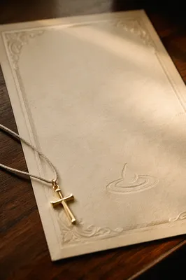 Baptism Certificate with Gold Cross Pendant