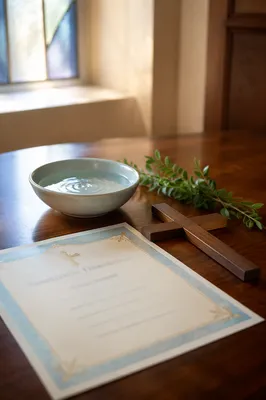 Baptism Certificate with Cross and Water