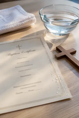 Baptism Certificate with Cross and Water