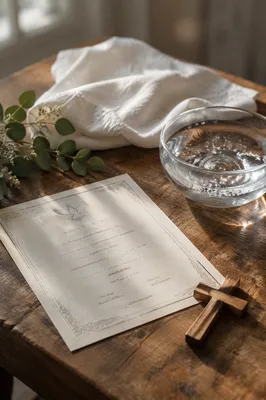 Baptism Certificate with Cross and Water
